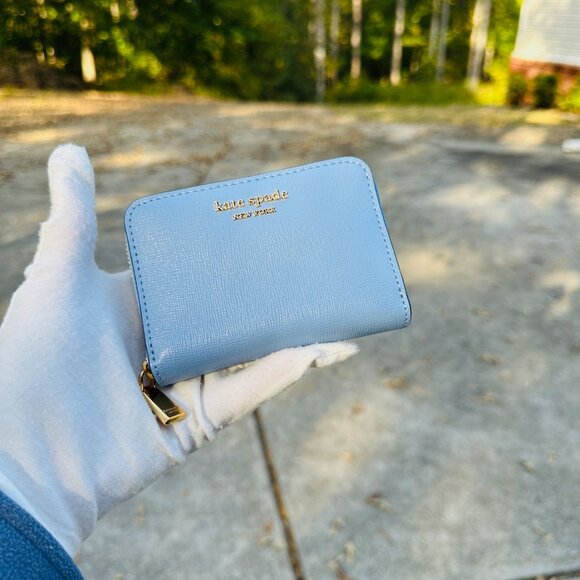 Kate Spade Morgan Kingfisher Saffiano Leather Zip Card Case Wallet K8920 *READ* - Picture 10 of 14